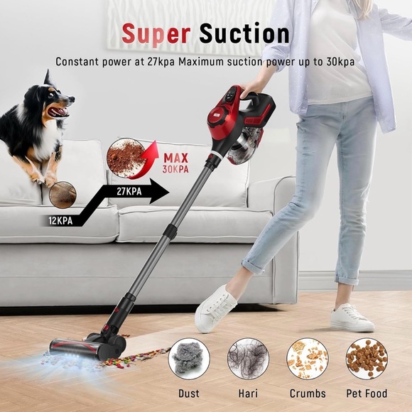 Cordless Vacuum Cleaner, 30Kpa Home Stick Vacuum, 55mins Max Runtime - Picture 6 of 8